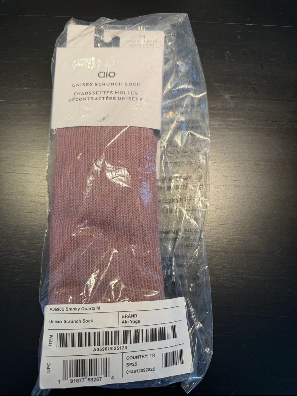 ALO Yoga Smoky Quartz Pink Unisex Scrunch Sock